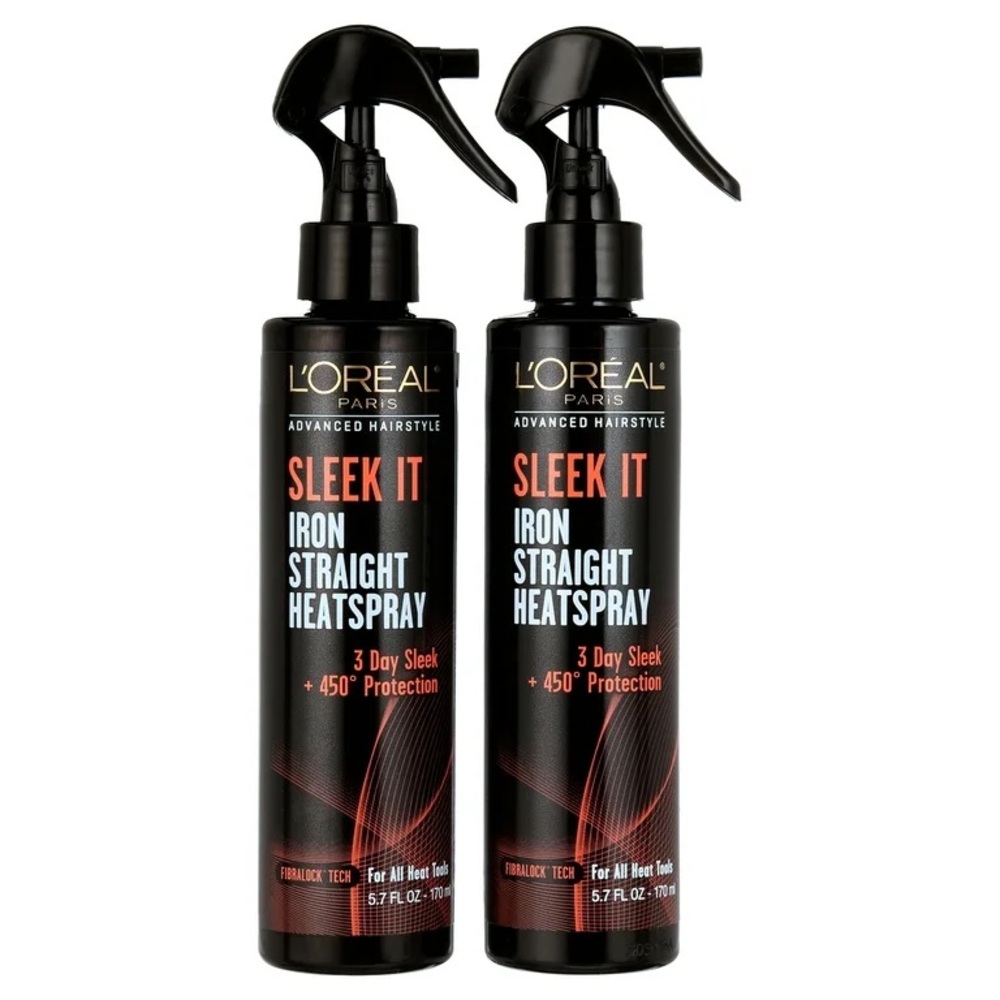 L'Oreal Sleek It Iron Straight Heatspray - Black and Red